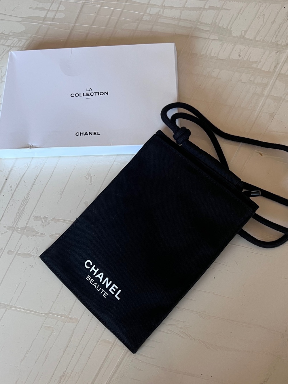 New! Chanel Beauté Black Drawstring Cosmetic Pouch